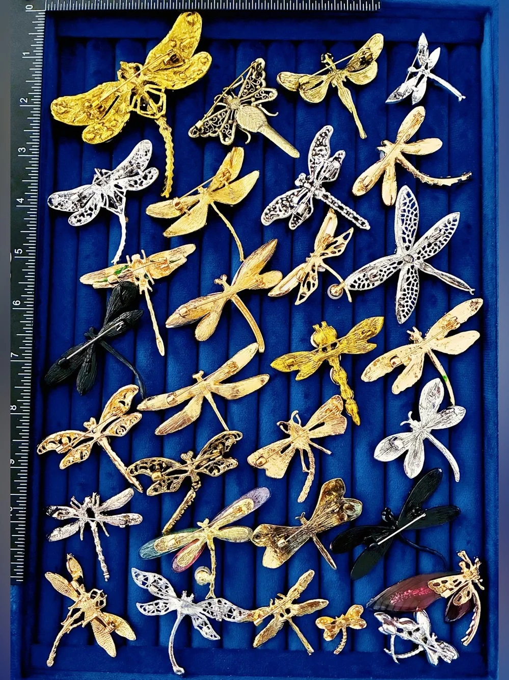 Lot of 30 Dragonfly Brooch Pins Rhinestone Crystal Enamel Insect Jewelry